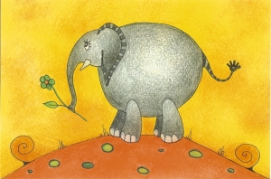 Carte postale : Eléphant : Impression sur papier cartonné - Dimension : 10 cm X 15 cm - Prix : 1 € la carte -        8 € la série complète