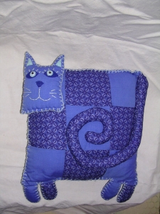 Coussin Chat : Coussin en patchwork - Taille : 30 cm X 30 cm - 