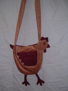 Sac en bandoulière Poule : Sac en velours et feutrine. - Largeur : 25 cm  - Hauteur : 30 cm - 