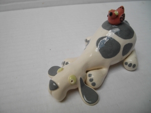 Chien et Oiseau : Hauteur : 10 cm - Prix : 22 €