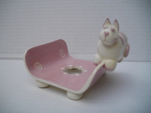 Porte-Savon Chat : Longueur : 12 cm - Largeur : 10 cm - Prix : 28 €