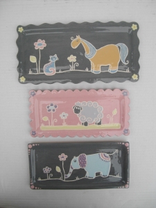 Plat  : Cheval, Mouton, Éléphant - Longueur: 30 cm X 15 cm  - ou 25 cm X 12 cm - Prix: 25 €