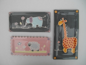 Plat  : Éléphant, Mouton, Girafe - Longueur: 30 cm X 15 cm  - ou 25 cm X 12 cm - Prix: 25 €