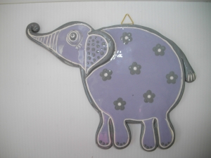 Tableau Elephant : Hauteur : 20 cm - Prix : 35 €