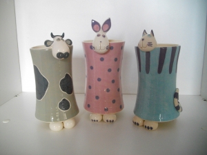 Vase : Vache, Lapin, Chat - Hauteur : 28 cm - Prix : 40 €